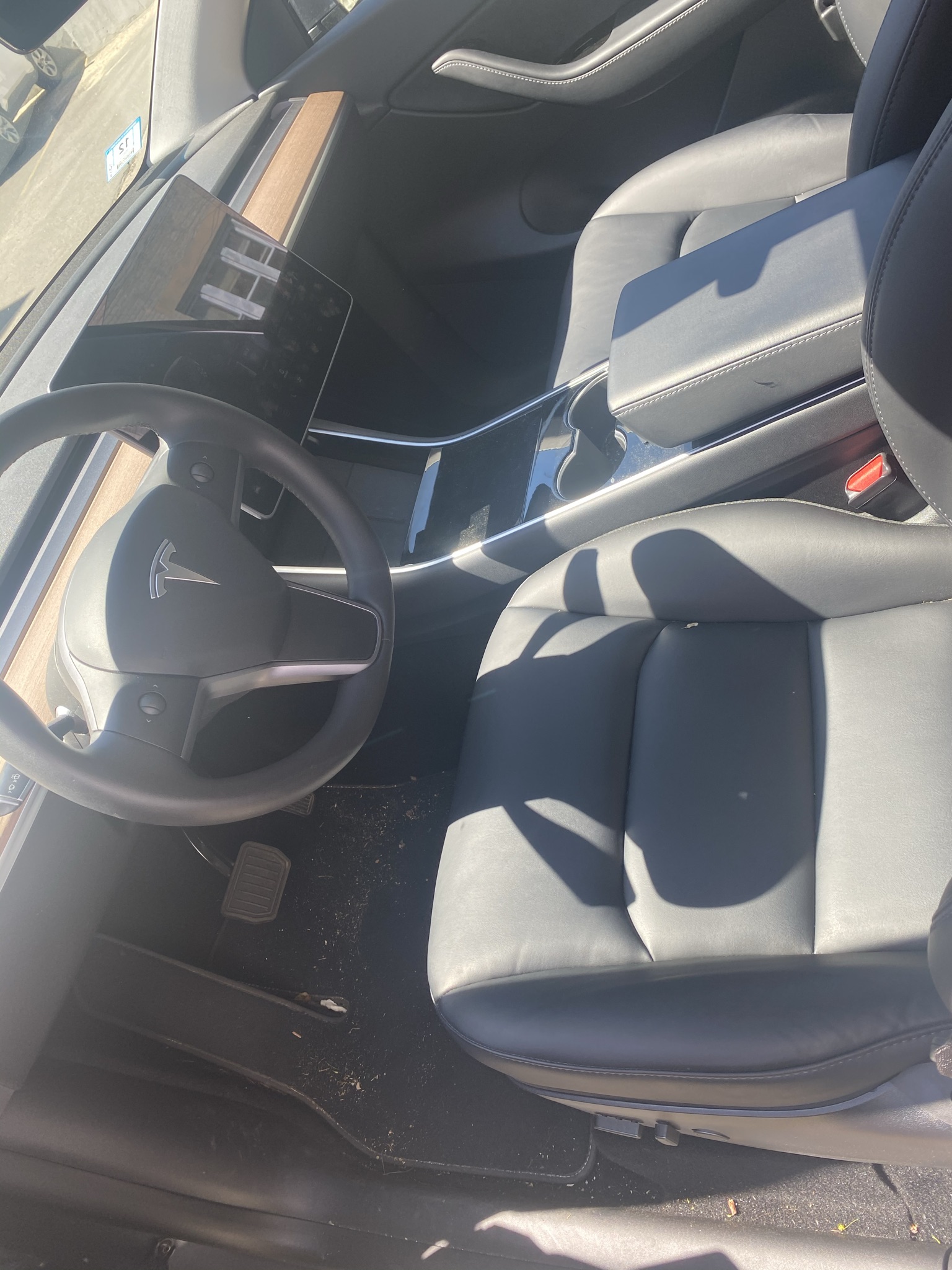 Tesla model 3 interior before detail